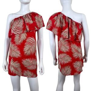 Meghan Los Angeles Shady Plam Leaf Size S Ruffle Resort Vacation Hawaiian Top